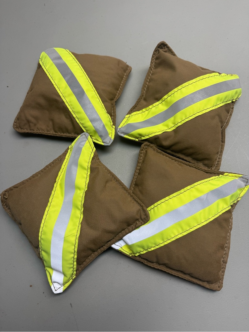 Reflective‎ Cornhole Bean Bags Set - Hi-Vis Yellow and Brown